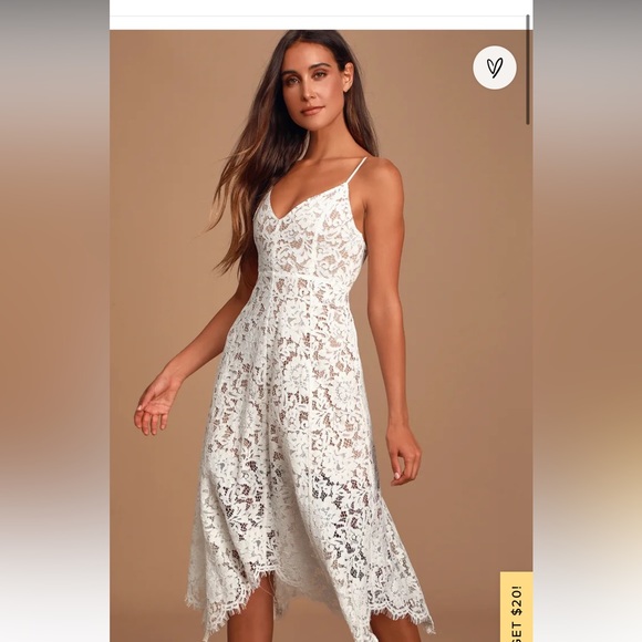 NWT Lulus One Wish White Lace Midi Dress - Picture 1 of 5